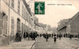 Auxonne Rue Vauban Le Collège Enfant Child School Bambino Côte-D'Or Cpa Voyagée En 1908 En B.Etat - Auxonne