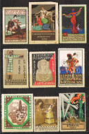 55321. Lote De 9 Viñetas EXPOSICION Internacional BARCELONA 1929, Arte, Pintura */º - Variétés & Curiosités