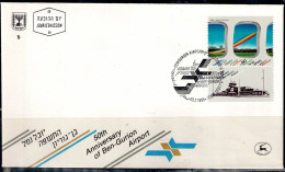 ISRAEL 1986 FDC 50th ANNIVERSARY OF BEN GURION AIROPORT VF!! - FDC