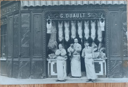 BOUCHERIE DUAULT 7 RUE LA TREMOILLE PARIS VIIIème CARTE PHOTO DEVANTURE MAGASIN COMMERCE - District 08