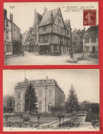 A855 18 CHER  BOURGES  2 CPA HOTEL DE VILLE ANGLE DES RUES PELLEVOYSIN ET CAMBOURNAC-- - Bourges