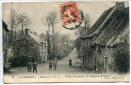 CPA Voyagé 1915 * COMBOURG Vieilles Chaumières Et Le Château De Combourg ( Rue Animée ) V. Sorel Editeur - Combourg
