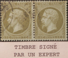 X1306 - FRANCE - NAPOLEON III (PAIRE) N°19 - CàD >>> Signé ROUMET Expert - Cote (2024) : 110,00 € - 1862 Napoleon III
