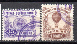 Deutschland/Privatpost, Hamburg-Hammonia II, MINr.15 U. 16, Gez. 11 1/2, Gest. (19505E) - Posta Privata & Locale