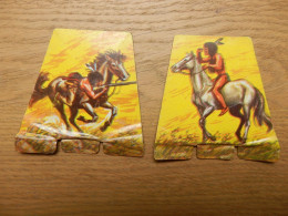 Lot De 2 Plaquettes Métal Chocolat Kohler "les Indiens". Image Tôle Plaque - Tin Signs (after1960)