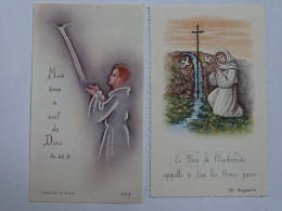 2 Images Religieuses, Eglise Menetou Ratel (Cher),communion, LAUVERJAT (Daniel 1966, Monique 1965) - Images Religieuses