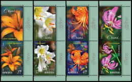 2023, Romania, Lilies, Flowers, Plants, 4 Stamps+Label, MNH(**), LPMP 2415 - Ongebruikt