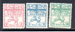 Deutschland/Privatpost,1887, Bonn-RHENANIA, MiNr.1-3 Mit Falz (19522E) - Private & Lokale Post