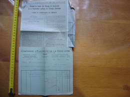 Vieux Papiers COMPAGNIE D'ELECTRICITE De La COTE D'OR Energie 1933 - Autres & Non Classés