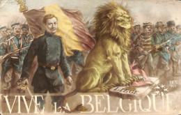 Vive La Belgique (Lion Roi Albert Liège Carte Française Vers Congo Belge 1917) - Patriotiques