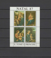 Sao Tome E Principe (St. Thomas & Prince) 1987 Paintings Botticelli, Murillo, Raphael, Memling, Christmas Sheetlet MNH - Other & Unclassified
