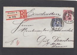 GANZSACHE MIT ZUSATZFRANKATUR AUS DRESDEN AN EINEM GUT IN DRANTUMBEI MELLE,1889. - Lettres & Documents