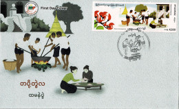 MYANMAR 2019 Mi 467 RICE FESTIVAL FDC - Buddhism