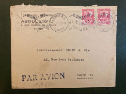 LETTRE PAVILLON PARISIEN ABITBOL Par Avion Pour La FRANCE TP 3F X2 OBL.MEC.3 III 48 TUNIS RP QUINZAINE DE L'ENFANCE DU 8 - Cartas & Documentos