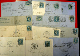 LOT DE 40 COURRIERS ANCIENS - 1849-1876: Période Classique