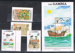 Complet Shet GAMBIA, Navegantes Colon, Vasco De Gama, Yvert Num 734-737 Y HB 53 ** - Gambia (1965-...)