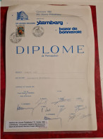 LETTRE CARTE LUXEMBOURG LES GRANDS MAGASINS STERNBERG BAZAR DE BONNEVOIE DIPLOME JEUNES PHILATELISTES  CARITAS 1980 - Sonstige & Ohne Zuordnung