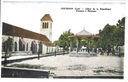 Carte Postale Ancienne: GOURDON: Allées De La République. Kiosque à Musique. - Gourdon