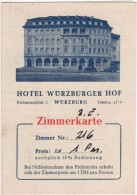 Hotel Wurzburger Hof - Wurzburg - Zimmerkarte - & Hotel - Documentos Históricos