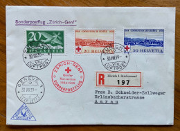 SVIZZERA - REGISTERED SONDERPOSTFLUG " ZURICH - GENF " CROCE ROSSA  - 30/8/39  TO AARAU - Covers & Documents