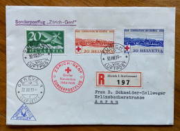 SVIZZERA - REGISTERED SONDERPOSTFLUG " ZURICH - GENF " CROCE ROSSA  - 30/8/39  TO AARAU - Storia Postale