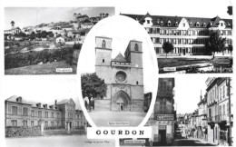 Carte Postale Ancienne: GOURDON: 5 Vues De La Ville. - Gourdon