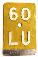 Velonummer Luzern LU 60 (gelb). - Kennzeichen & Nummernschilder