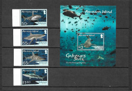 ASCENSION, 2022, FISHES- SHARKS, 4v.+M/S,  MNH** - Pesci