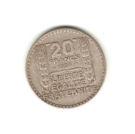288/ FRANCE : 20 Francs Turin 1933 (argent) - 20 Francs