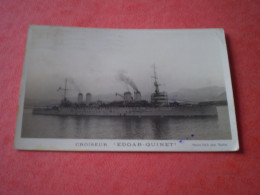 Carte Photo Croiseur Edgar Quinet - Marius Bar Photo Toulon. Cachet Toulon 1932 - Warships