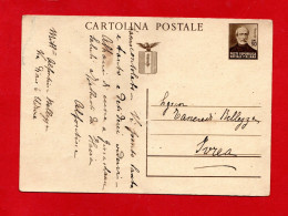 CARTOLINA POSTALE - GIUSEPPE MAZZINI. RSI -1944 - C. 30.  Unif. C.111. DA UDINE Per IVREA. Come Scansione - Postwaardestukken