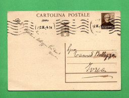 CARTOLINA POSTALE - GIUSEPPE MAZZINI. RSI -1944 - C. 30.  Unif. C.111. DA UDINE Per IVREA. Come Scansione - Stamped Stationery