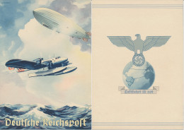 Telegram Germany 1938 - Unused - Schmuckblatt Telegramme Zeppelin - Seaplane - Lufthansa - Swastika - Globe - Avions