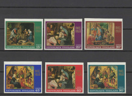 Togo 1968 Paintings Botticelli, Bruegel, Dürer, Giorgione, Christmas Set Of 6 Imperf. MNH -scarce- - Religieux