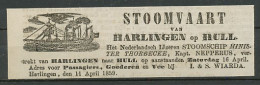 Advertentie 1859 Stoomvaart Harlingen - Engeland - Lettres & Documents
