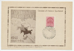 Postcard / Postmark Hungary 1943 International Sports Week At Lake Balaton - Hippisme