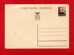 CARTOLINA POSTALE - GIUSEPPE MAZZINI. RSI -1944 - C. 30.  Unif. C.111. Come Scansione - Interi Postali