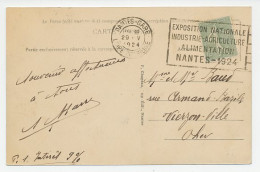 Postcard - Postmark France 1924 Food Exhibition - Agriculture - Industry - Levensmiddelen