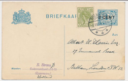Briefkaart G. 94 A I / Bijfrankering Roermond - GB / UK 1918 - Postal Stationery