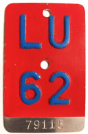 Velonummer Luzern LU 62 - Number Plates