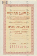 Specimen Aandeel Amsterdam 1936 - Perfin D.B. - De Bussy - Non Classés