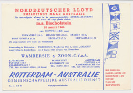 Meter Card Netherlands 1964 Shipping Company Wambersie - Sailing List Rotterdam - Australia - Bateaux