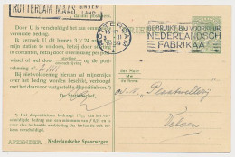Spoorwegbriefkaart G. NS216 Q - Rotterdam - Velsen 1939 - Entiers Postaux