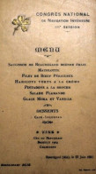 Menu Congres National De La Navigation Interieure Beauregard 27/06/1911 Restaurant Blie - Menus