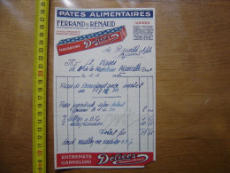 1935 Facture PATES ALIMENTAIRES Ferrand Renaud Macaroni AJACCIO A MARSEILLE - Sonstige & Ohne Zuordnung