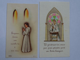 2 Images Religieuses, Eglise De Aubigny Sur Nère (Cher) Communion 1959/60 ROBINEAU Francette Serge - Santini