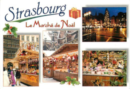 Marchés - Strasbourg - Le Marché De Noel - Multivues - Chalets En Bois - CPM - Voir Scans Recto-Verso - Markets
