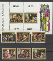 Togo 1970 Paintings Botticelli, Veronese, El Greco, Tiepolo Etc., Christmas Set Of 6 + S/s MNH - Religious