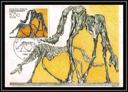 48804 N°2383 Giacometti Le Chien Dog Dogs Sculpture 1985 Tableau Painting 1985 France Carte Maximum Fdc édition CEF  - Moderne