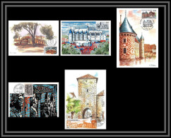 48810 N°2401/2405 Monuments Filitosa Loches Livet Monpazier 1986 France Carte Maximum Fdc édition CEF - 1980-1989